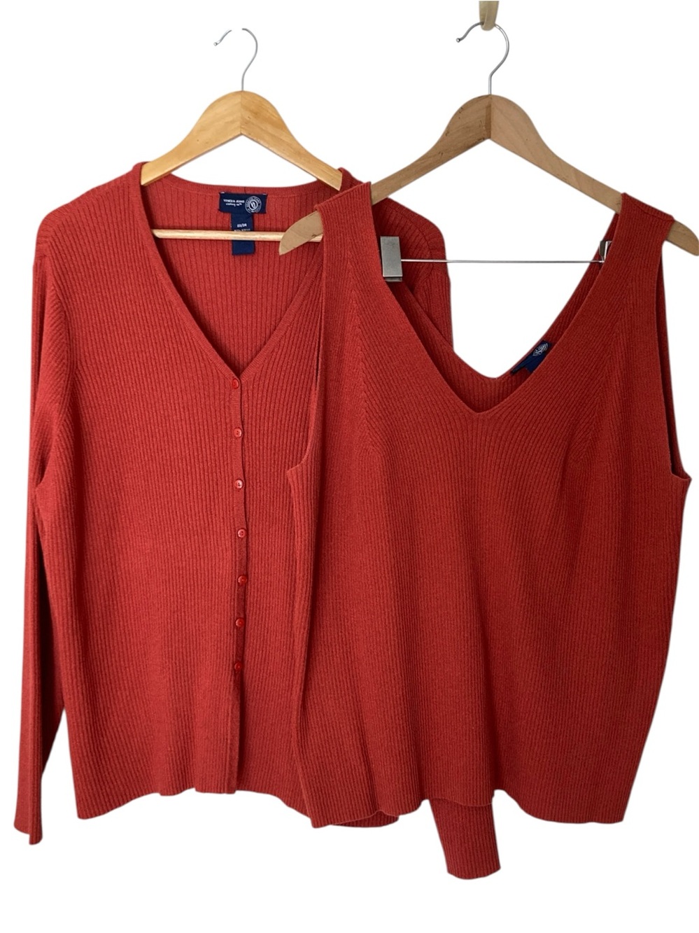 Vintage Venezia Ribbed Knit Cardigan and Tank Top Twinset